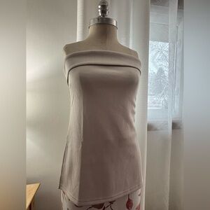 Emerson Lang Strapless Knit Top, Light Grey, L, NWT